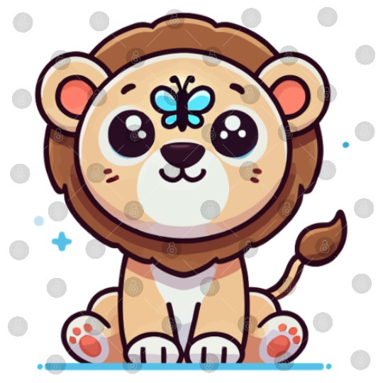 lion cub with a butterfly on its nose Digital Files