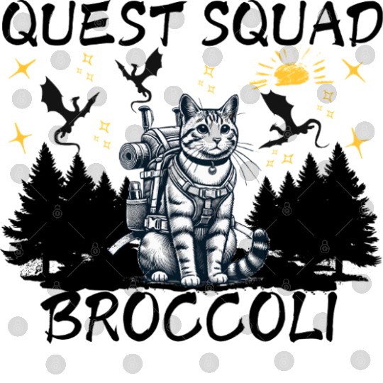 Retro Quest Fantasy Squad Broccoli Funny Cat Lover Digital Files