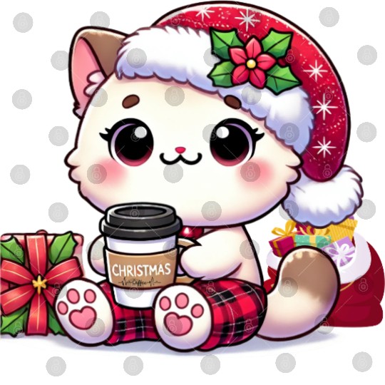 A Cute Kawaii Cat Drinking Coffee Digital Files