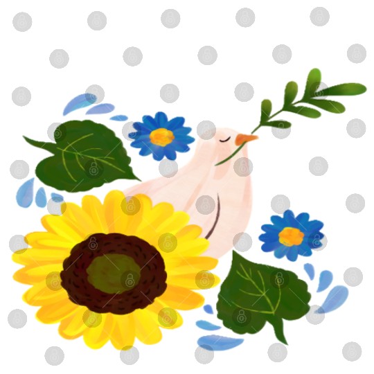 Peaceful Bloom - Dove and Sunflower Harmony Digital Files