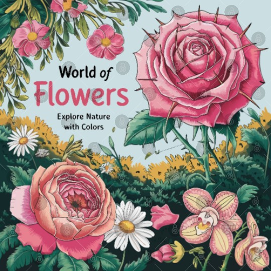 World of Flowers: A Beautiful Coloring Book for Ad Digital Files