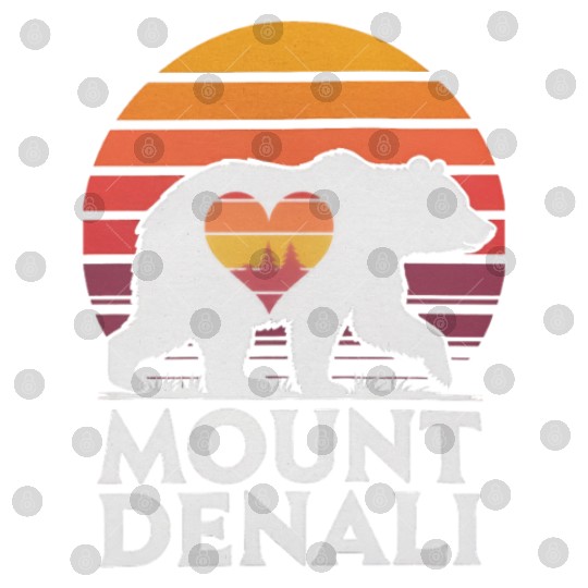 Retro Mount Denali Bear Sunset Art Digital Files