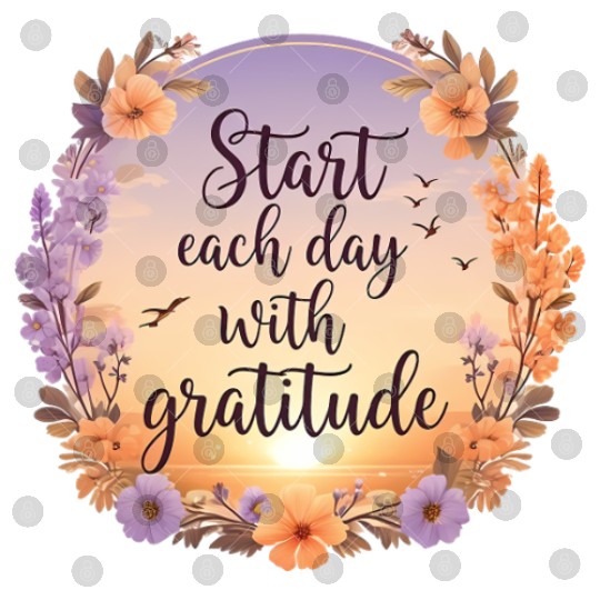 Serene Sunrise with Gratitude Quote and Soft Digital Files