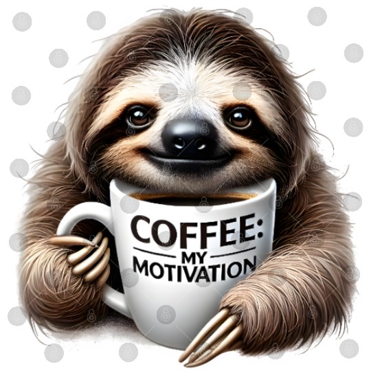 Sleepy Sloth Coffee Motivation Digital Files