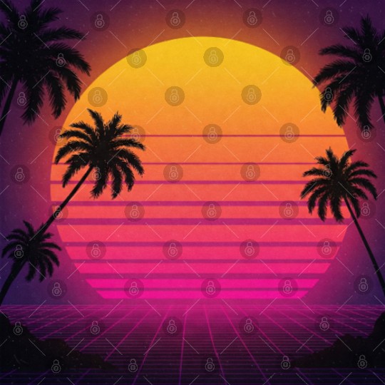 Retro Sunset with Palm Trees Digital Files