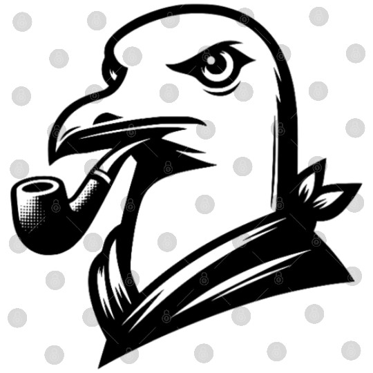 Seagull With Pipe In Cartoon Style Digital Files