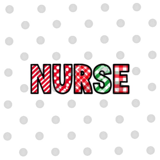 Nurse - Christmas Red Green Striped Plaid Medical Digital Files
