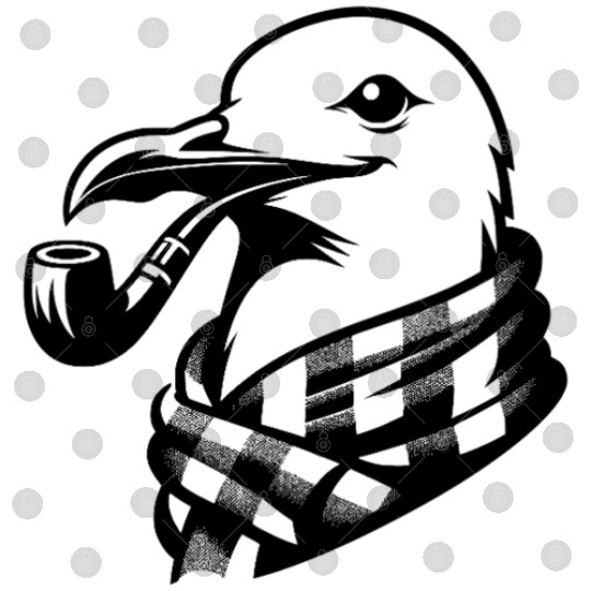 Pipe-diving Seafarer Seagull As A Coastal Motif Digital Files