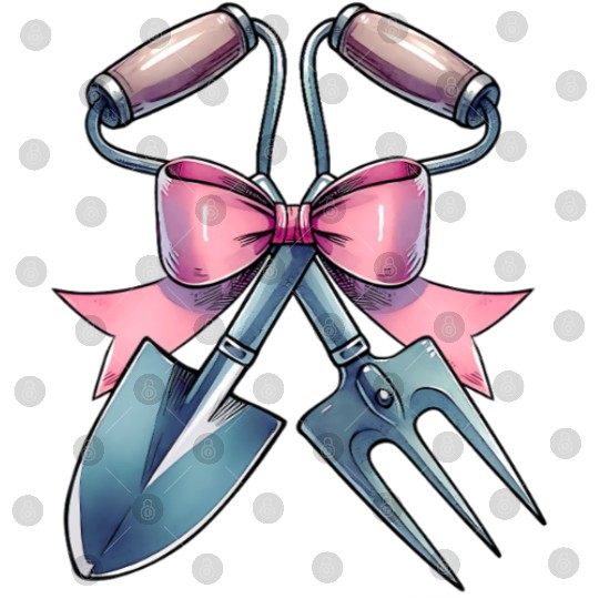 Coquette Bow Gardening Gardener Shovel Pink Ribbon Digital Files