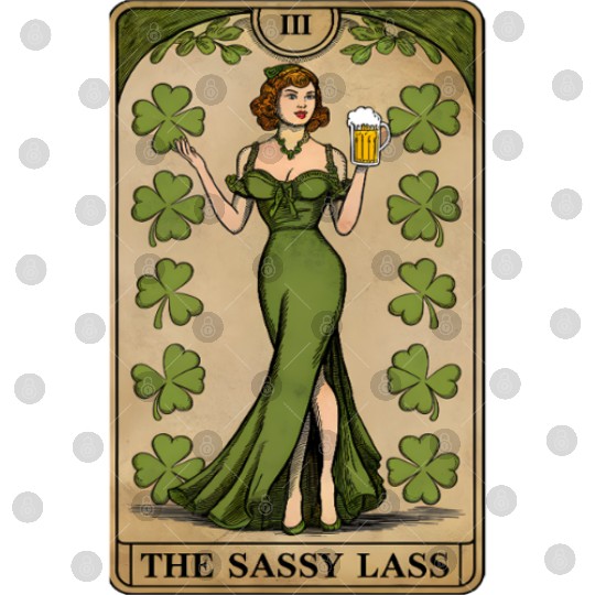 Fun Patrick s Day The Sassy Lass Tarot Card Unisex Digital Files