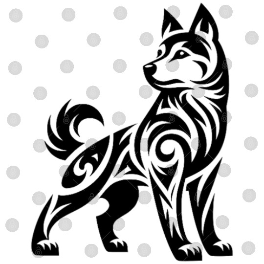 Shaded Tribal Line Art Husky Dog Design Digital Files