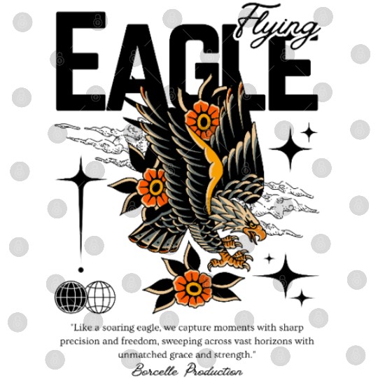 Flying Eagle Vintage Tattoo Style Design Digital Files