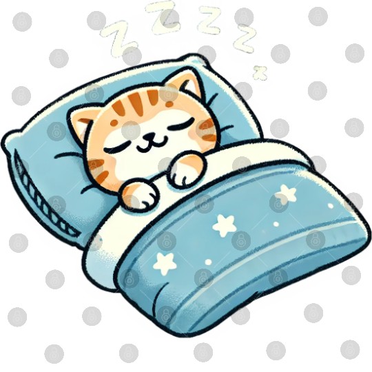Cat Sleeping In Bed At Night Time Digital Files