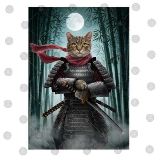 Japanese Cat Samurai Cat Digital Files