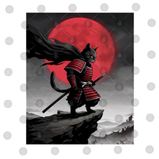 Japanese Cat Samurai Cat Digital Files