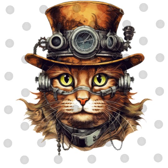 Steampunk Cat Kitten Art Fantasy Steampunk Artwork Digital Files