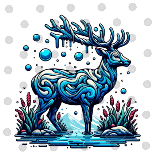 Majestic Blue Deer in Enchanted Forest Digital Files