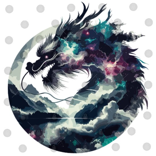 Zen Black Chinese Dragon Digital Files