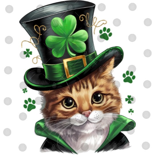 Irish Cat Shamrock St Patricks Day Digital Files