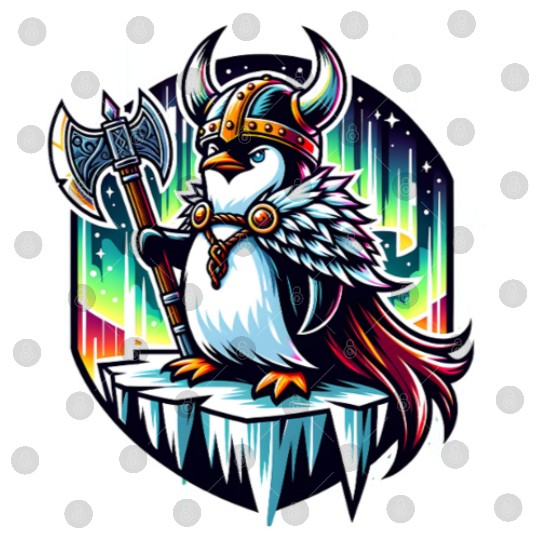 Viking Penguin Conquering Northern Lights Digital Files
