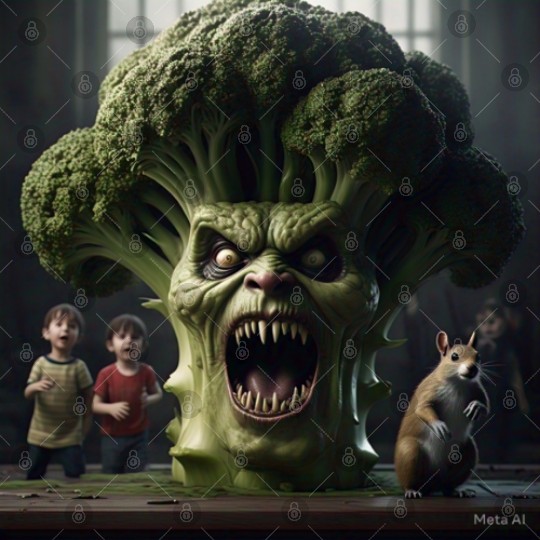 a hyper realistic cinematicmean broccoli. Digital Files