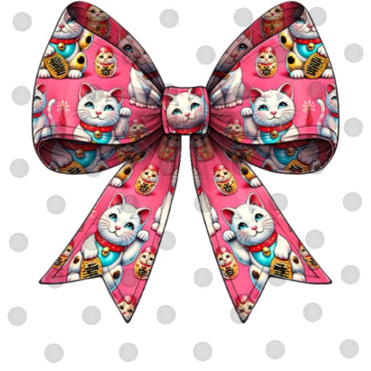 Coquette Bow Maneki Neko Japanese Cat Lucky Pink Digital Files