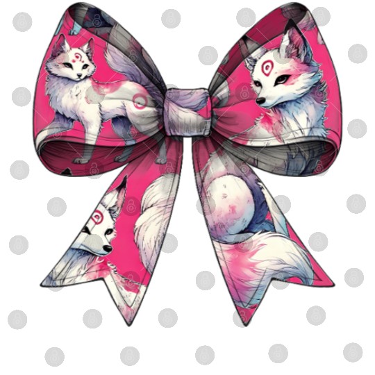 Coquette Bow Kitsune Fox Mask Pattern Pink Ribbon Digital Files