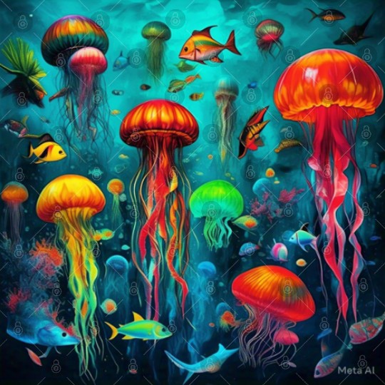 Jellyfish atomic and neon. Digital Files