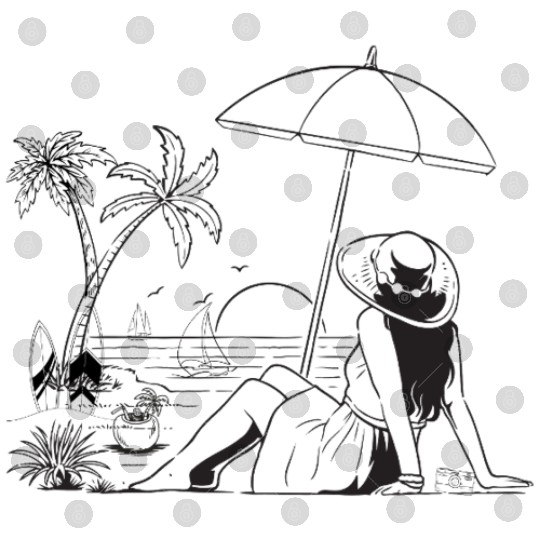 Girl Enjoying Summer on Beach | Tropical Summer Digital Files