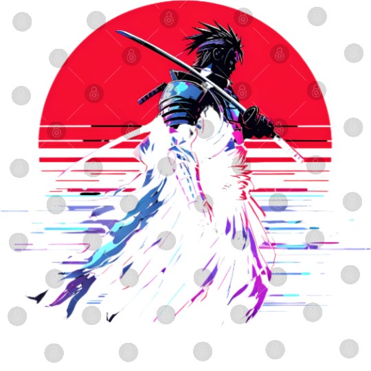 Cyberpunk Samurai Warrior Under Neon Moon Digital Files