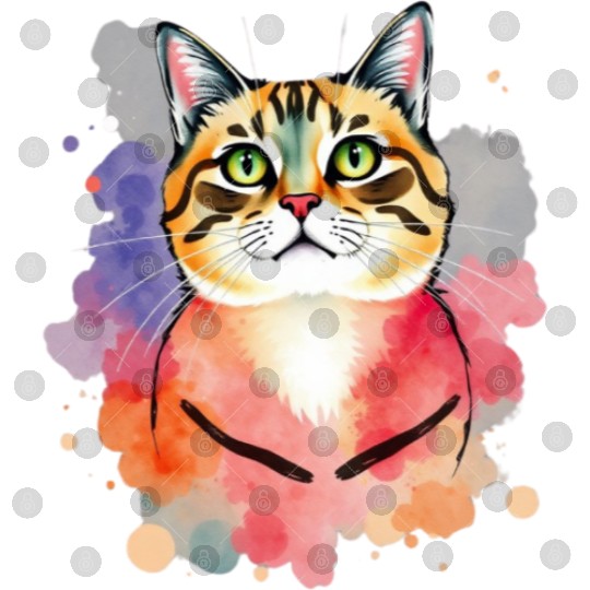 Elegant Watercolor Cat Digital Files – Artistic Cat Love