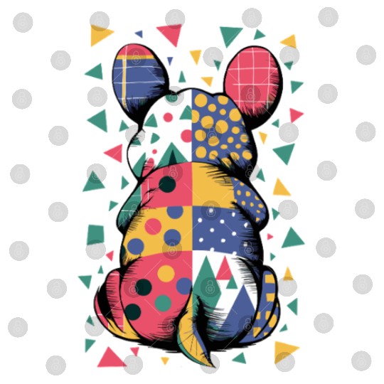 Colorful Geometric Patchwork Abstract Bunny Digital Files