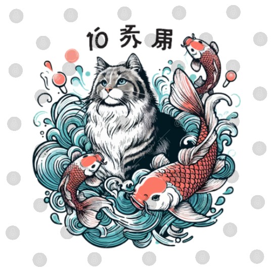 Flow with Grace - Majestic Cat & Koi Fish Digital Files