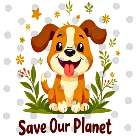 Digital Files - Cute Dog, Save Our Planet, Protect Earth