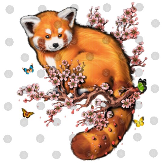 Red Panda Cherry Blossom Digital Files