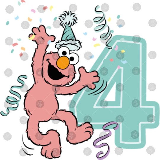Sesame Street Birthday Design With Elmo 4 Years Digital Files