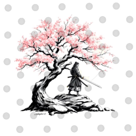 Samurai trains beneath a blooming Sakura tree Digital Files