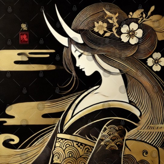 Oni girl in Kimono Digital Files