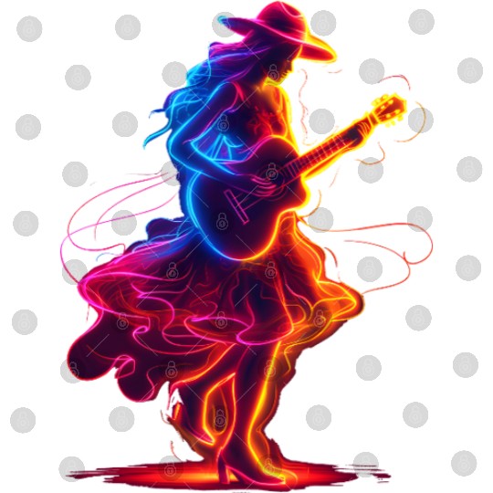 Guitar Player Girl Synthwave Digital Files