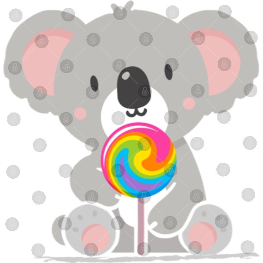 Cute koala with a colorful lollipop Digital Files