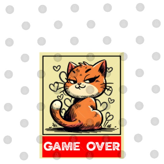 Cat Meme Game Humor Don’t Look Game Over Design. Digital Files