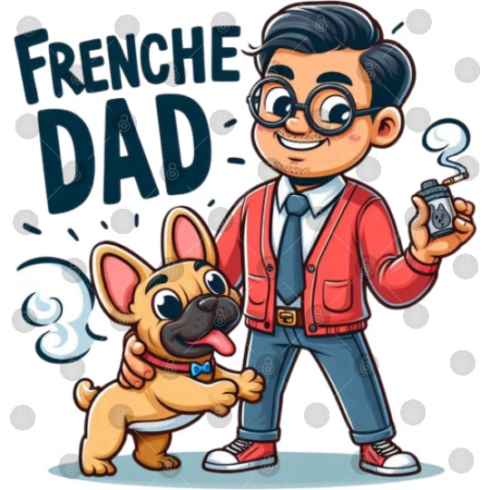 Frenchie Dad Cartoon Design Digital Files