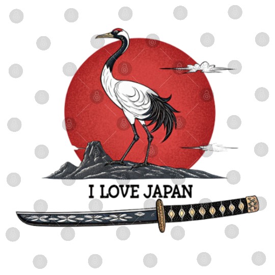 Japanese Crane with Katana and MounT FUJI POSTER Digital Files