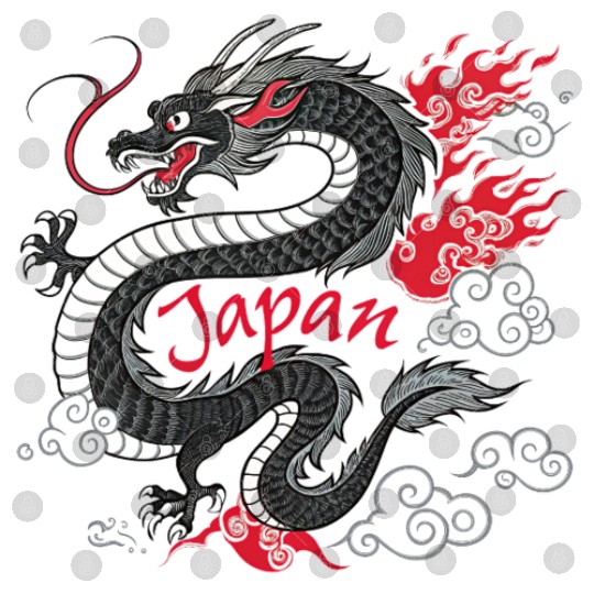 Majestic Japanese Dragon Tattoo Style Art design Digital Files