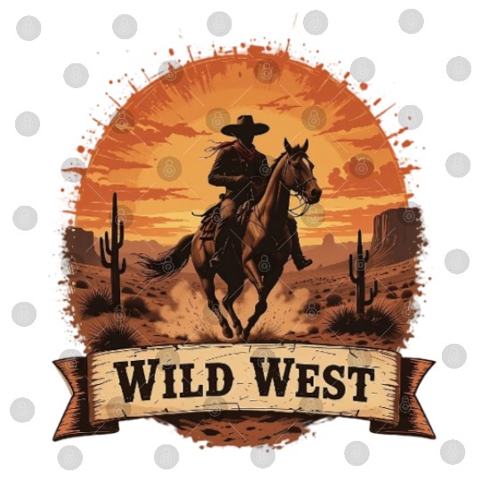 Riding the Wild West Cowboy Silhouette at Sunse Digital Files