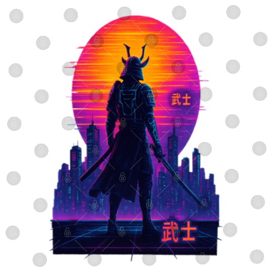 Neon Samurai - Cyberpunk Warrior Art Digital Files
