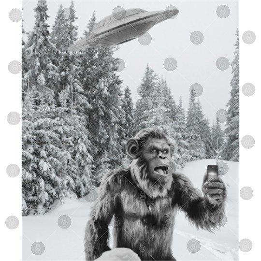 Bigfoot Selfie With Alien UFO Funny Sasquatch Digital Files