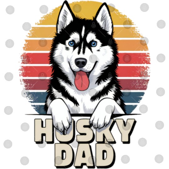 Husky Dad Retro Rainbow Design Digital Files