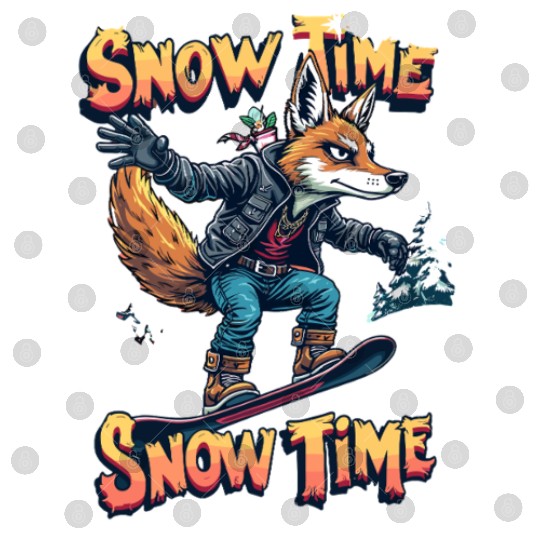 Snow Time Snowboarding Fox Adventure Artwork Digital Files