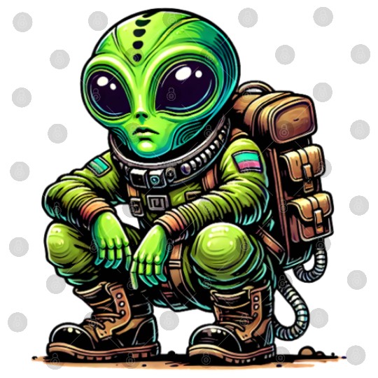 Funny cartoon Chill Alien in Space Suit Digital Files